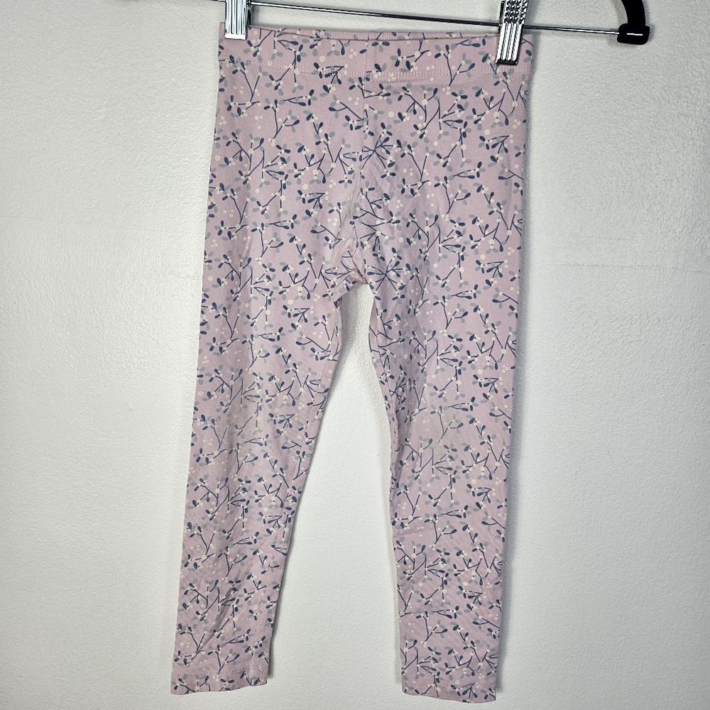 Joe Fresh Toddler Girls Purple Floral Sprig‎ Cotton Stretch Leggings Size 5
